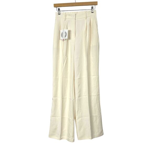 DECIVI Pants - DECIVI Wide Leg Pleated Tailored Trousers Cream Size S New